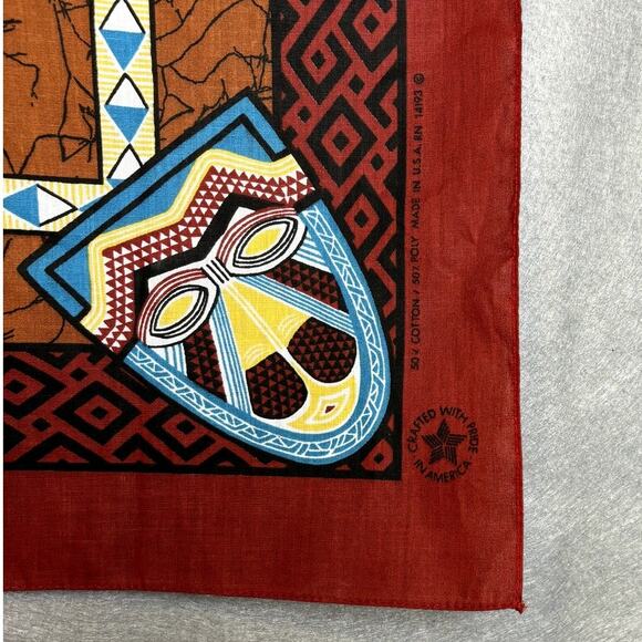 Navajo Style Southwestern Bandana Scarf NWOT Cotton Polyester 22.5" x 21" - Picture 2 of 2